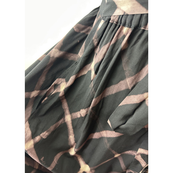 The Odells Seville Ruffle Maxi Dress Printed Tie Belt Pockets Black Size Small - Picture 7 of 16